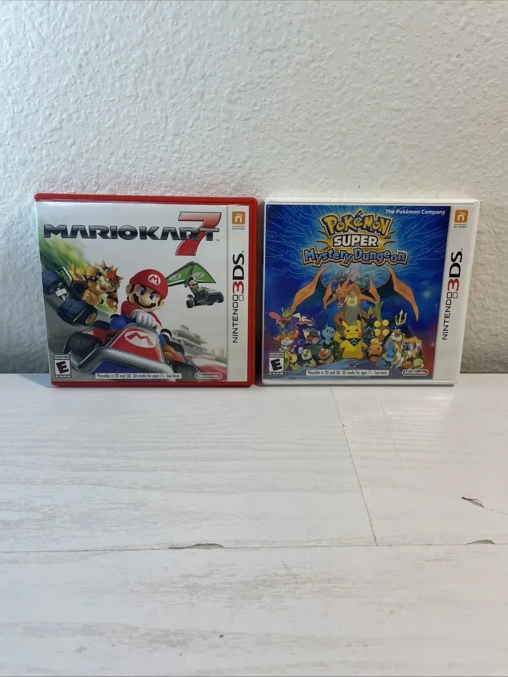 Nintendo 3DS 2 Game Case Lot Pokemon Super Mystery Dungeon Mario Kart 7 NO GAME